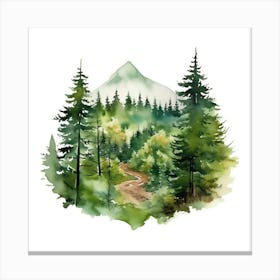 Watercolor Of A Forest Canvas Print