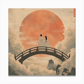 Chinese Couple On A Bridge Canvas Print