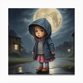 Little Girl In The Rain Canvas Print