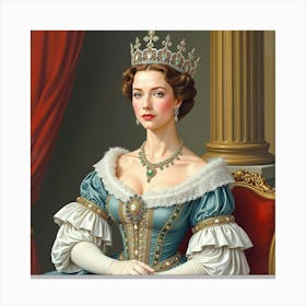 Queen Elizabeth I In Watercolor, Grand Setting, Royal Jewels 1 Canvas Print