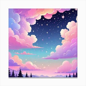 Sky With Twinkling Stars In Pastel Colors Square Composition 322 Canvas Print