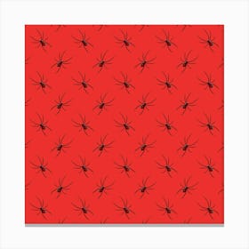 Spiders On A Red Background Canvas Print