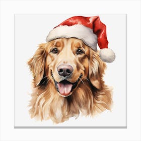 Golden Retriever Santa Hat 13 Canvas Print