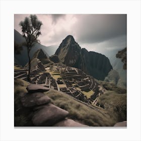 Machu Picchu Soothing Pastel Landscape Canvas Print