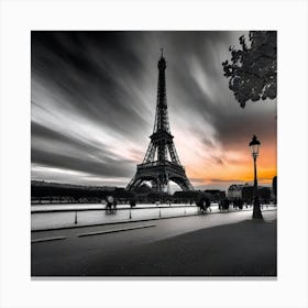 Black And White Eiffel Tower 3 Canvas Print