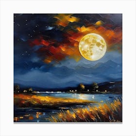 Full Moon At Night Canvas Print