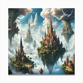 Fantasy City In The Clouds Canvas Print