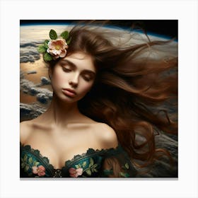 Girl In Space Canvas Print