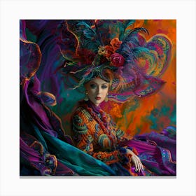 Woman In A Colorful Hat Canvas Print