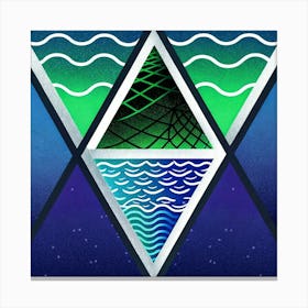 Retro geometric Oceans And Waves Lienzo