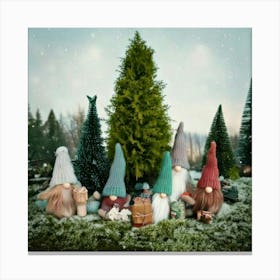 Firefly Magical, Detailed, Fairy, Tale, Winter, Landscape, Soft, Colors, Green, Fir, Trees, Snow, Fa Canvas Print