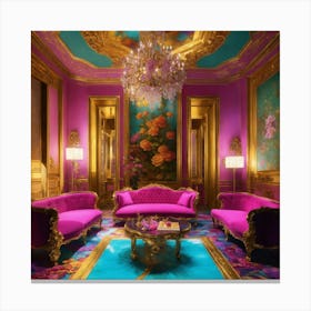 Futuristic Beautiful French Mansion Interior Sitti (6) Canvas Print