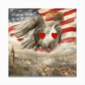 Dove With Hearts Canvas Print