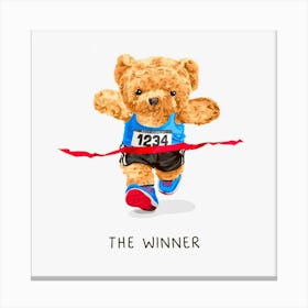 the winner's slogan with cute bear doll marathon Canvas Print