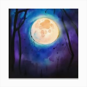 Full Moon In The Forest 3 Canvas Print