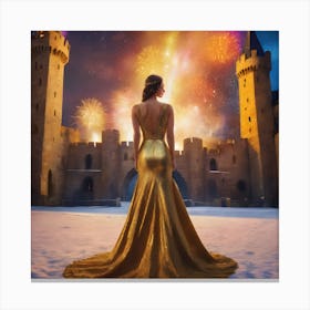 Woman In A Gold Dress Canvas Print