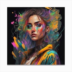 Girl With Colorful Hair 5 Canvas Print