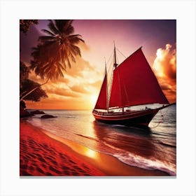 Sailboat At Sunset 29 Canvas Print