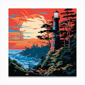 Lighthouse At Sunset 1 Canvas Print