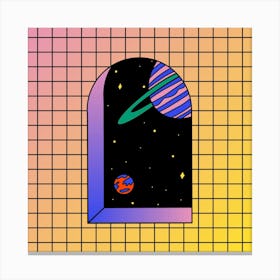 Space Window Square Canvas Print