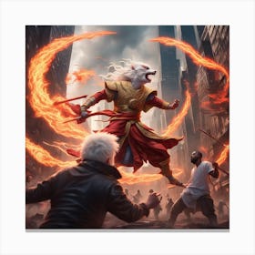 Amaterasu Defends City Canvas Print