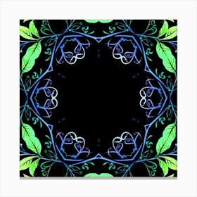 Floral Pattern On Black Background Canvas Print