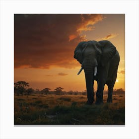Sunset Elephant Canvas Print