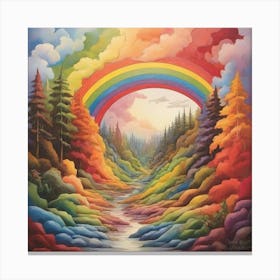 Rainbow In The Forest Art Print 1 Canvas Print