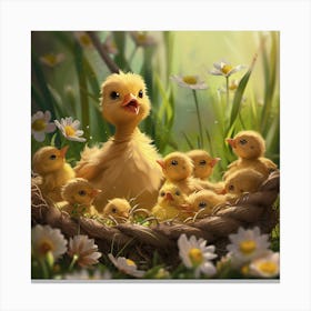 Chicks In A Nest Canvas Print