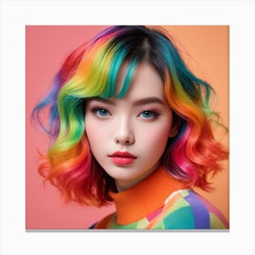Rainbow Haired Girl 1 Canvas Print