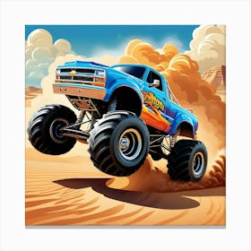 Monster Truck In Desert Canvas Print