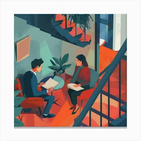 Illustration Of A Business Meeting 2 Canvas Print