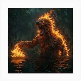 Godzilla In Fire Canvas Print