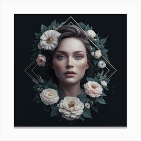 Floral Portrait Of A Woman Canvas Print