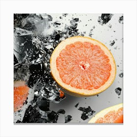 Grapefruit With Black Shards Canvas Print