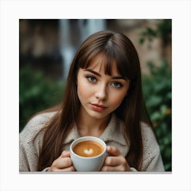 Young Woman Drinking Coffee Canvas Print