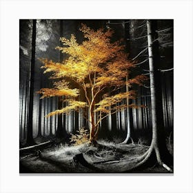 Tree In A Dark Forest Canvas Print