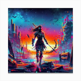 Girl In A Futuristic City Canvas Print