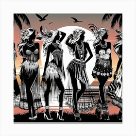 Women silhouettes 2 Canvas Print