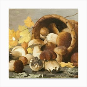 Basket Of Mushrooms Canvas Print