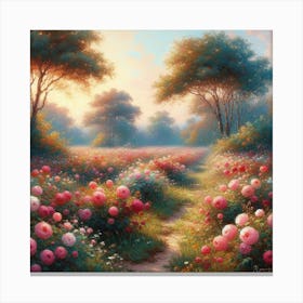 Roses In The Garden Canvas Print