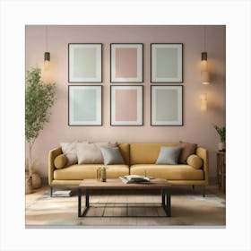 Living Room With Framed Pictures 28 Canvas Print