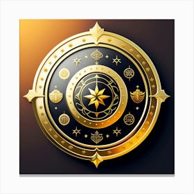 Golden Shield With Stars Canvas Print