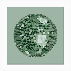 Green Disco Mirror Ball Canvas Print