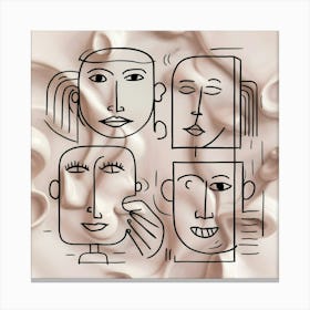 Abstract Faces Art, men and women 2 Canvas Print