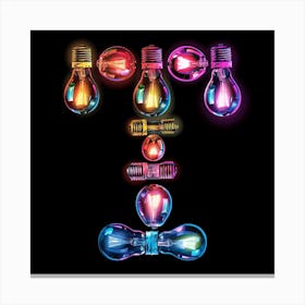 Letter T made of LIght Bulb Canvas Print