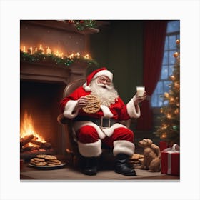 Santa Claus With Cookies 17 Canvas Print