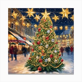 Christmas Tree In The City Canvas Print