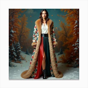 Woman In A Fur Coat 17 Canvas Print