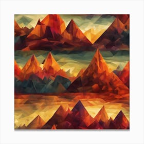 Mystical Mountain Ranges Cubism Style Canvas Print